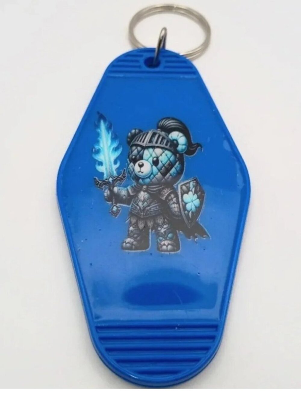 Blue Knight Teddy Bear Keychain – Cute Bear Keyring